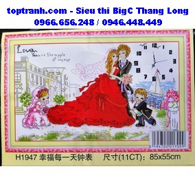 Tranh thêu đồng hồ đám cưới